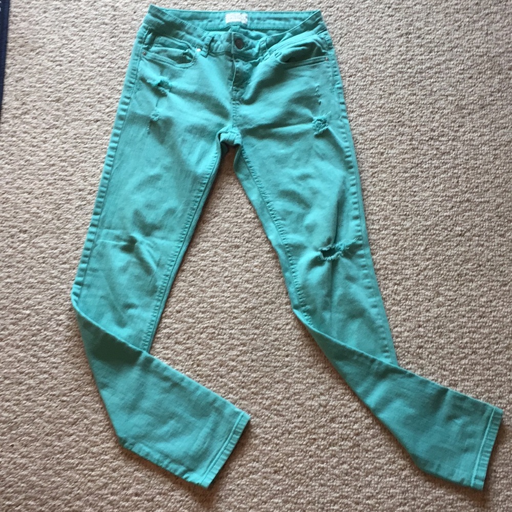 Aeropostale teal ripped jeans
